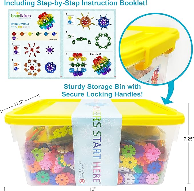 Brain Flakes 2500 Piece Build 'n' Build Kit - A Creative and Educational Alternative to Building Blocks - Wheel Pieces and Special Parts Included - A Great Stem Toy for Both Boys and Girls