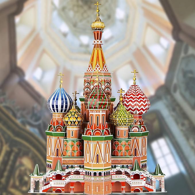 WISESTAR 22.2" H Large 3D Puzzles Model for Adults and Kids, 231PCS Russia St. Basil's Cathedral Building Set, Handmade Architectural Craft House Kits, Educational Toy Birthday Gift for Boys Girls