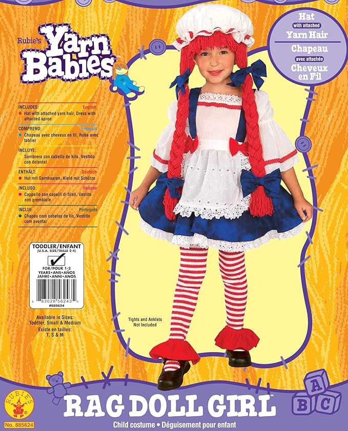 Rubies Child's Rag Doll Costume for Toddlers for Themed Parties and Halloween
