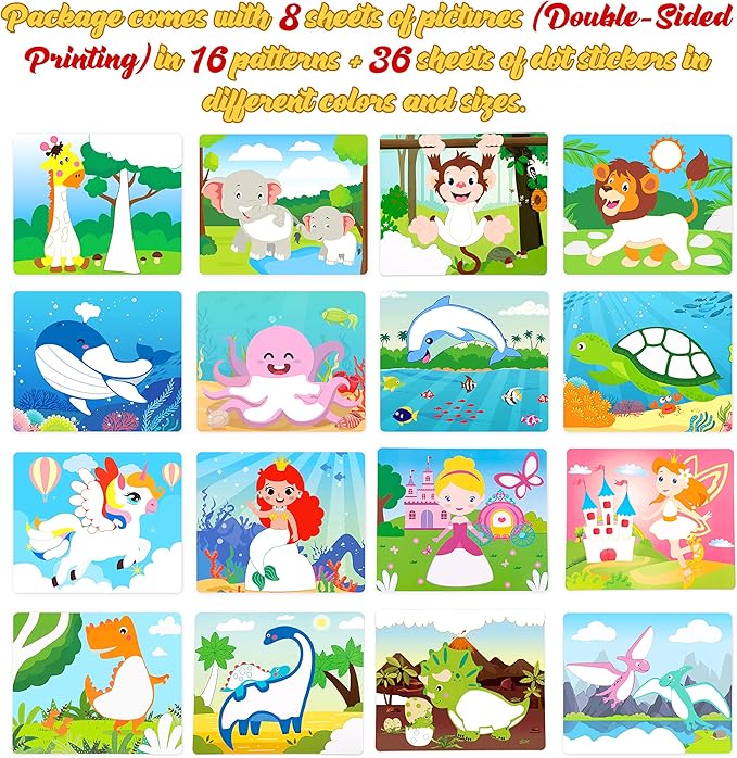 Dot Stickers for Kids, Art and Crafts Ages 4-8, 4-6 Toddlers - Sticker DIY Activity Book Craft Kit Party Favors