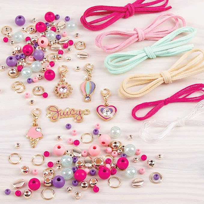 Make It Real - Juicy Couture Mini Crystal Sunshine - DIY Charm Bracelet Making Kit - Friendship Bracelet Kit with Swarovski Crystal Charms - Arts & Crafts Bead Kit for Girls - Makes 5 Bracelets