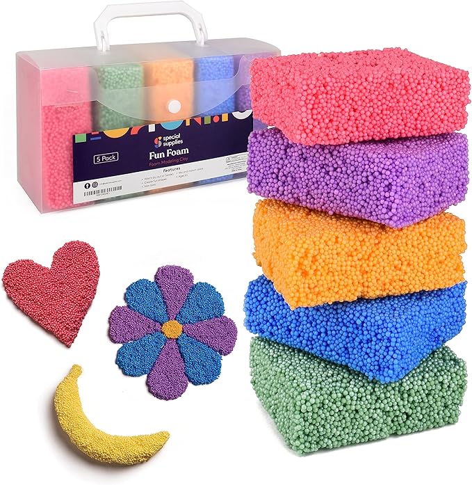 Special Supplies Fun Foam Modeling Foam Beads Play Kit, Children’s Educational Clay for Arts Crafts Kindergarten, Preschool Kids Toys Develop Creativity, Motor Skills (5-Pack)