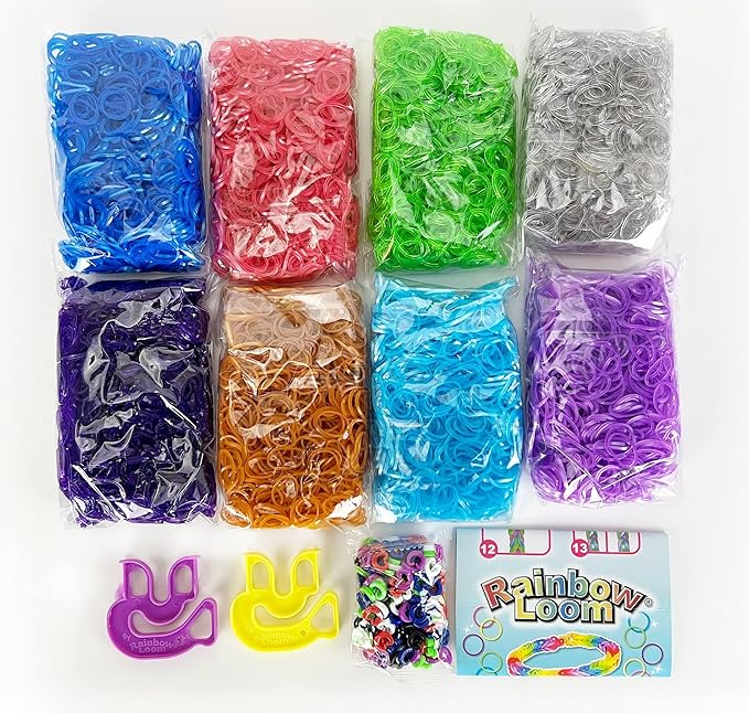 Rainbow Loom® Treasure Box Sparkle Edition, 8,000 Rubber Bands in 8 Different Sparkly Colors, and a Bonus of 2 Happy Looms, Great Activities for Boys and Girls 7+