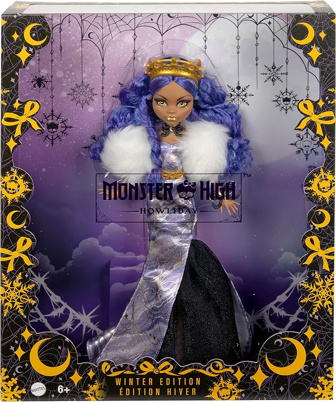Monster High Howliday Winter Edition Doll, Clawdeen Wolf Collectible in ICY Lavender Gown with Furry Boa & Accessories