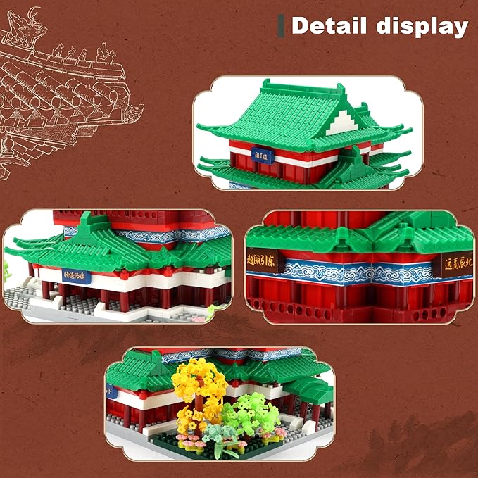 Chinese Ancient Architecture Micro Building Blocks Set - Tengwang Pavilion Model Kit, 2536 Pieces Creative Toy for Adults and Kids Ages 14+