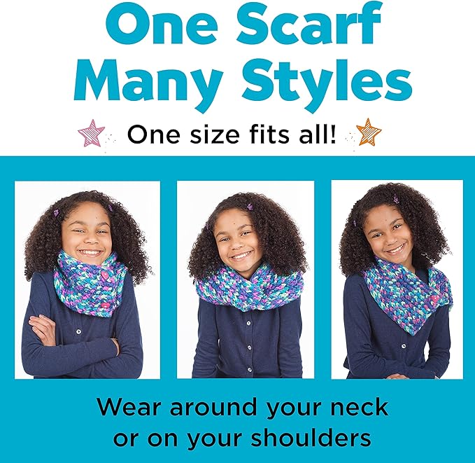 Creativity for Kids Quick Knit Button Scarf - Kids Knitting Kit for Beginners, Arts and Crafts for Ages 8-12+, Rainbow Yarn, OneSize