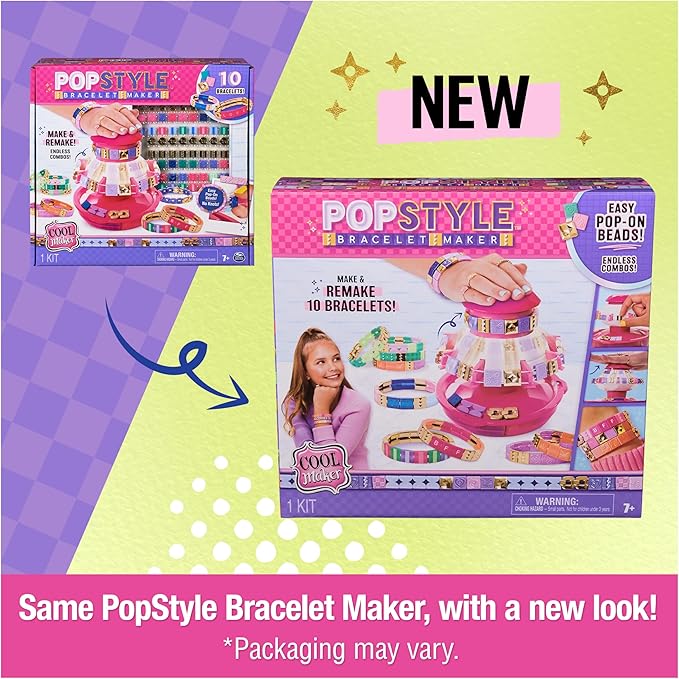 Cool Maker, PopStyle Bracelet Making Kit with 170 Beads, Make & Remake 10 (Packaging May Vary), Arts and Crafts Kids Toys for Girls