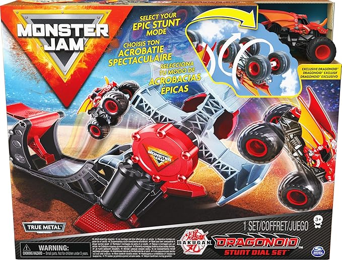 Monster Jam, Official Bakugan Dragonoid Stunt Dial Playset with Exclusive 1:64 Scale Dragonoid Die-Cast Monster Truck