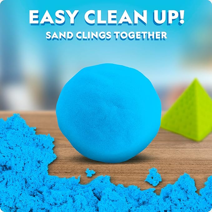 National Geographic Moon Sand - 24 Lb. Bulk Play Sand Kit with 6 Castle Molds (Blue) - A Fun No Mess Sensory Activity, Kids Fake Sand Play Set, Sensory Bin Filler
