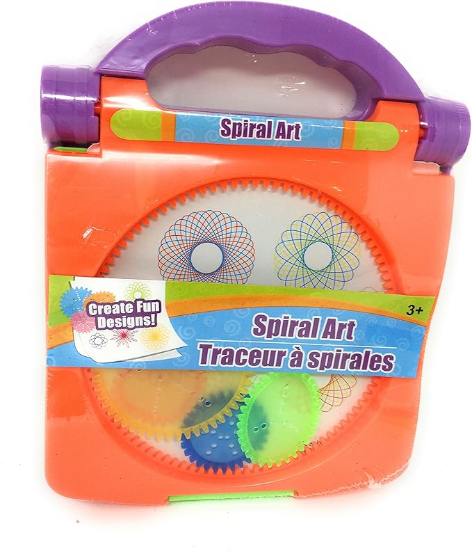 Spiral Art Kids Travel Kit ~ Draw & Create Fun Designs ~ Portable Carry Case with Handle (Orange)