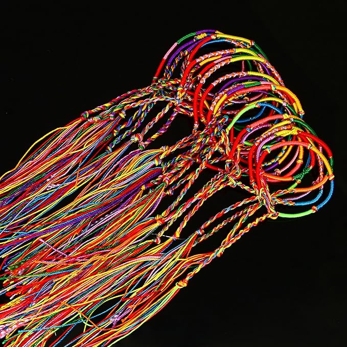 Resinta 60 Pieces Handmade Braided Bracelets Assorted Random Colors Friendship Cords Thread Bracelets Party Supply Favors for Wrist Anklet