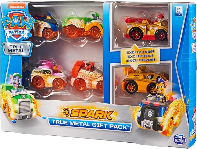 Paw Patrol, True Metal Spark Gift Pack of 6 Collectible Die-Cast Vehicles, 1:55 Scale