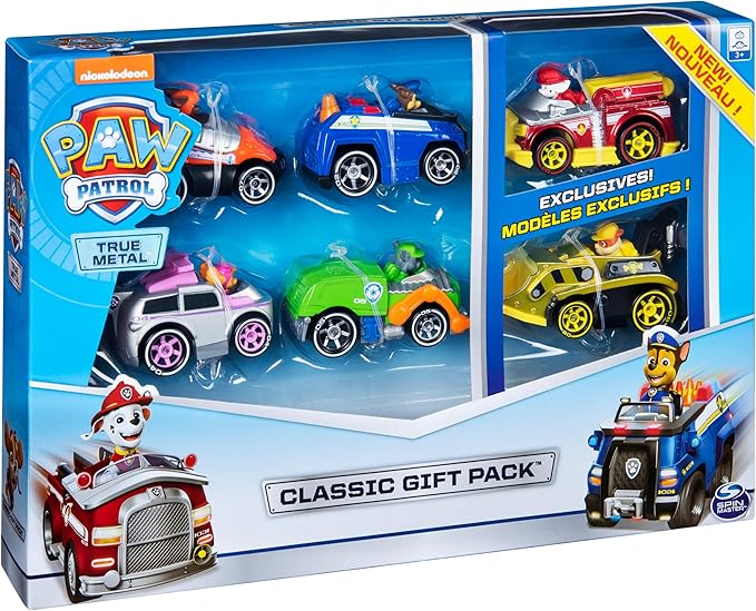Paw Patrol, True Metal Classic Gift Pack of 6 Collectible Die-Cast Vehicles, 1:55 Scale