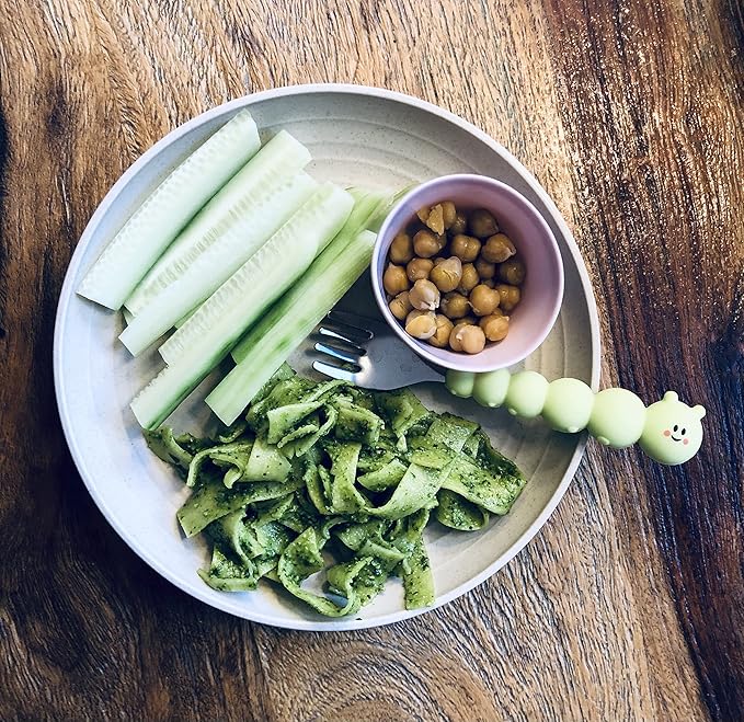 melii Caterpillar Spoon and Fork Utensil Set for Toddlers - BPA-Free Silicone and Stainless Steel Kids Utensils - Ergonomic, Easy-Grip Design for Fun & Safe Eating for Children