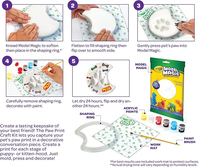 Crayola Pets Paw Print Keepsake Kit, Moon Craft Kit, Gifts for Pet Lovers