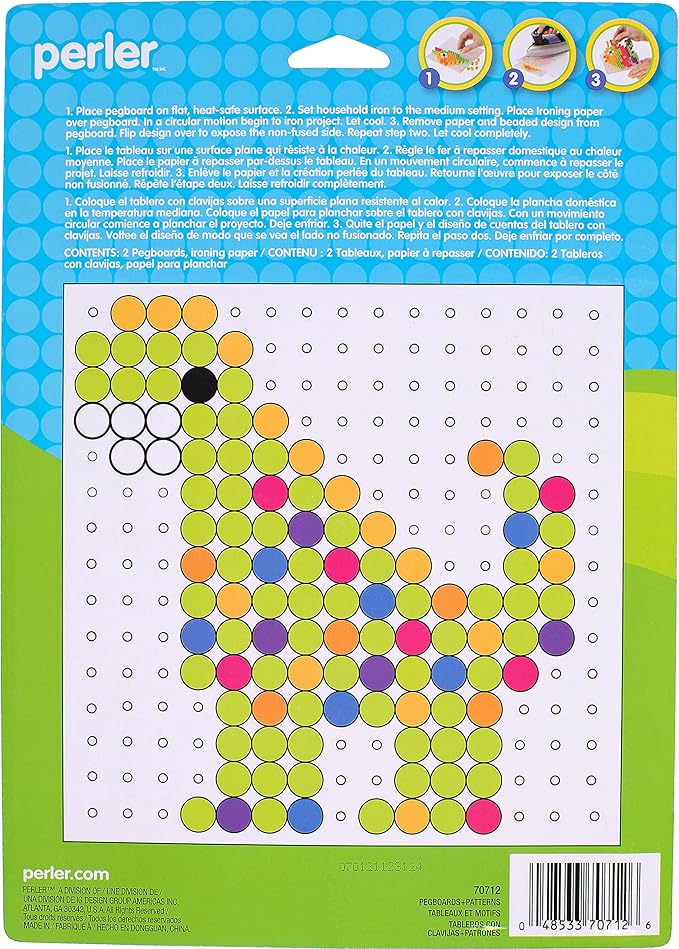 Perler Beads Biggie Beads Pegboards for Kids Crafts, 3 pcs , 10.5 x 7.5 x 1, Small
