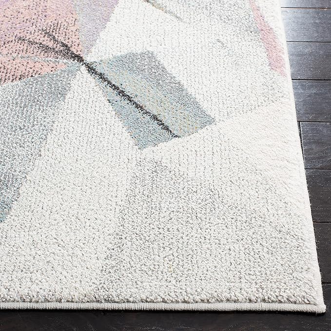 SAFAVIEH Porcello Collection Accent Rug - 2'7" x 5', Ivory & Pink, Modern Abstract Design, Non-Shedding & Easy Care, Ideal for High Traffic Areas in Entryway, Living Room, Bedroom (PRL6940A)