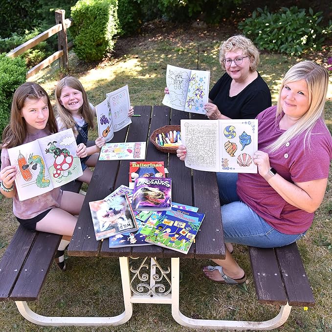 Kappa Coloring and Activity Books for Girls and Boys Numbers and Picture Dictionary Girl Power Mermaid Dinosaurs Trucks 8.5”x11” Extra Large Size for Hours of Fun, Ages 2-4, 4-8, 8-12 (Pack of 12)