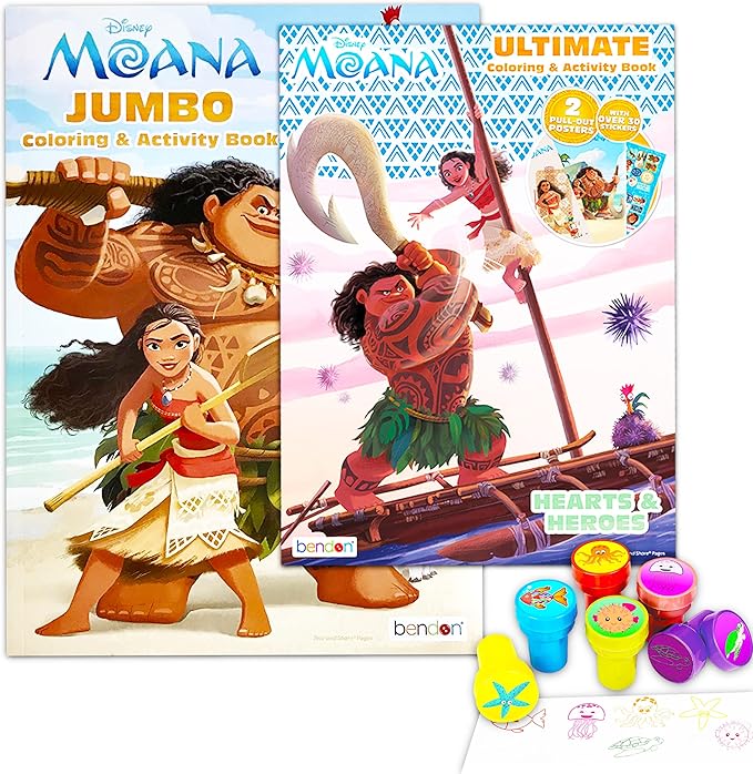 Disney Moana Coloring and Activity Book Super Bundle for Kids Toddlers ~ 2 Deluxe Moana Books with Stickers, Posters, Activity Pages and More (Moana Party Set)