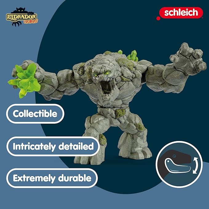 Schleich ELDRADOR CREATURES — Stone Monster, Durable and Detailed Monster Toy with Movable Arms and Rotating Torso, Fantasy Toys for Boys and Girls Ages 7+, 9.3 x 17.7 x 12 cm