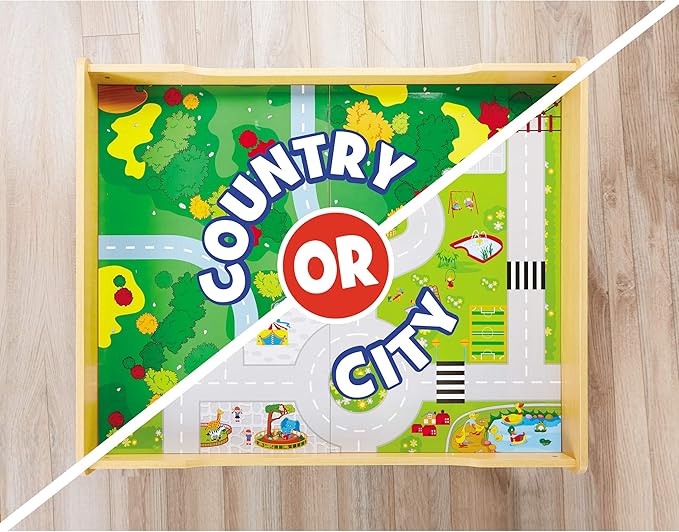 Little Tikes Real Wooden Train and Kids Table Set with Over 80 Multicolor Pieces Activity Table with Storage, Tracks, Trains, Cars, and More - Train Set Table Playset for Boys and Girls 3+ Years