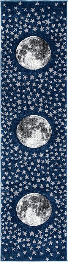 SAFAVIEH Carousel Kids Collection Runner Rug - 2'3" x 12', Navy & Grey, Non-Shedding & Easy Care, Ideal for High Traffic Areas for Boys & Girls in Playroom, Nursery, Bedroom (CRK135N)
