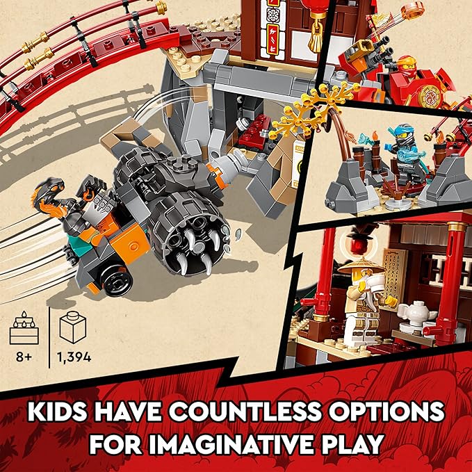 LEGO NINJAGO Ninja Dojo Temple Masters of Spinjitzu Set 71767, Ninja Toy Building Kit with 8 Minifigures and Toy Snake Figure, Collectible Mission Banner Series, Pretend Play Ninja Set for Kids