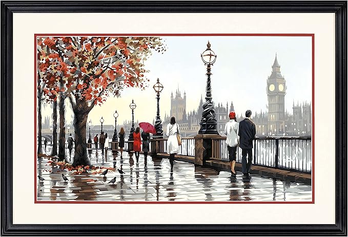 Dimensions PaintWorks Thames View Paint by Number Kit for Adults and Kids, Finished Size 20" x 12", Multicolor 11 Piece