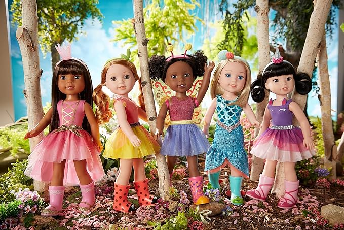 American Girl WellieWishers 14.5-inch Ashlyn Doll with Pink Leotard, Glitter Skirt, Headband, and Boots, For Ages 4+