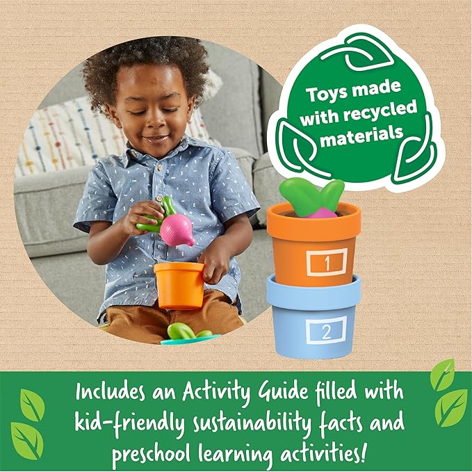 Learning Resources Hide & Seek Vegetable Garden , Preschool Learning Activities, Montessori Toys, Sustainable Toys, Easter Gifts, Ages 18 Months+, 10 Pieces