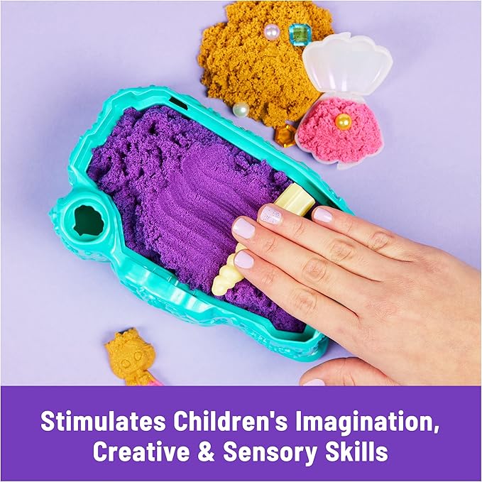 Kinetic Sand, Mermaid Crystal Playset, Over 1lb of Play Sand, Gold Shimmer Sand, Storage and Tools, Sensory Toys for Kids Ages 3 and up