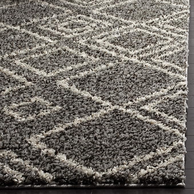 SAFAVIEH Arizona Shag Collection 2'3" x 10' Brown/Ivory ASG744B Moroccan Diamond Non-Shedding 1.6-inch Thick Living Room Dining Entryway Foyer Hallway Runner Rug