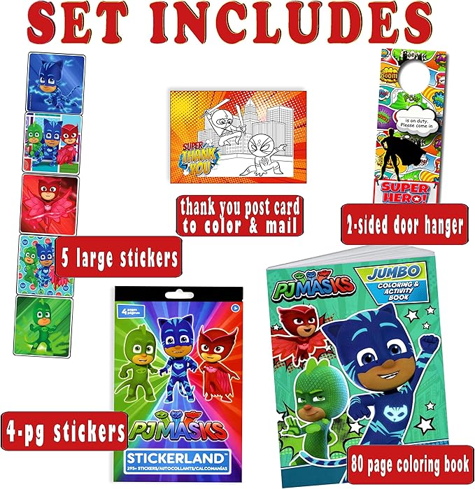 PJ Masks Coloring Book with Stickers Bundle