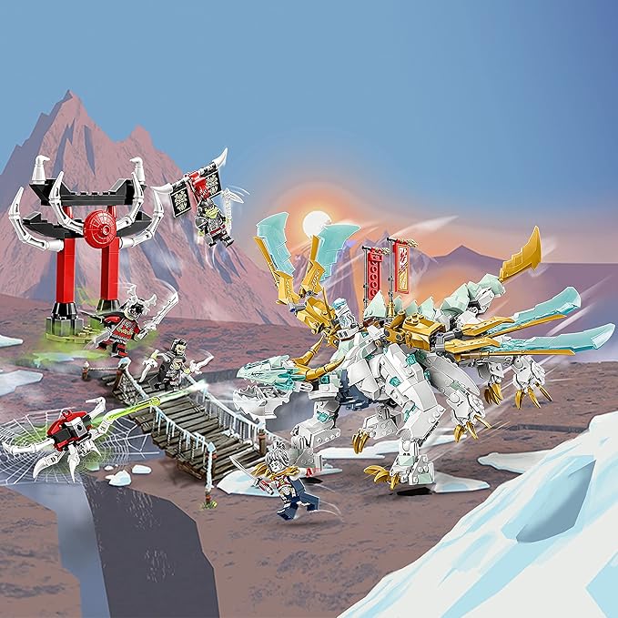 LEGO NINJAGO Zane’s Ice Dragon Creature 71786, 2in1 Dragon Toy to Action Figure Warrior, Model Building Kit, Construction Set for Kids with 5 Minifigures