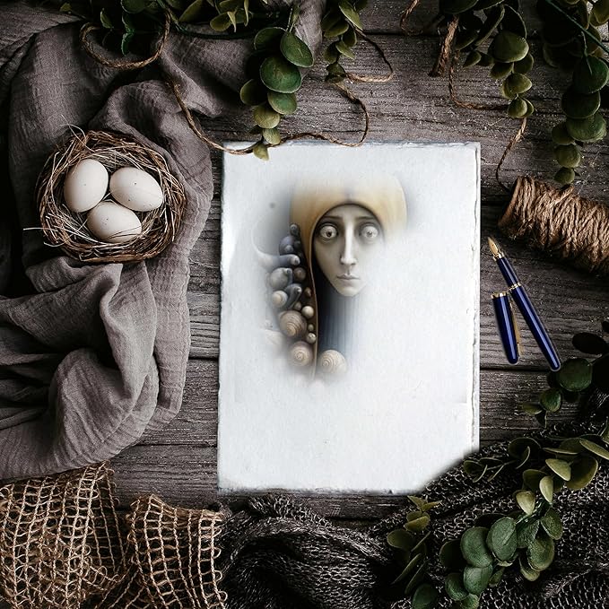 50 Pack Cotton Watercolor Paper with Deckle Edge 200 GSM Rough Textured Watercolor Paper for Writing (Off White, 9 x 12)