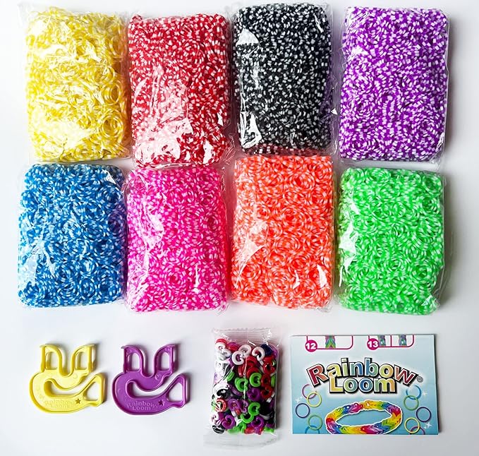 Rainbow Loom® Treasure Box DOTS Edition, 8,000 Rubber Bands in 8 Different Polka Dots Colors, and a Bonus of 2 Happy Looms, Great Activities for Boys and Girls 7+