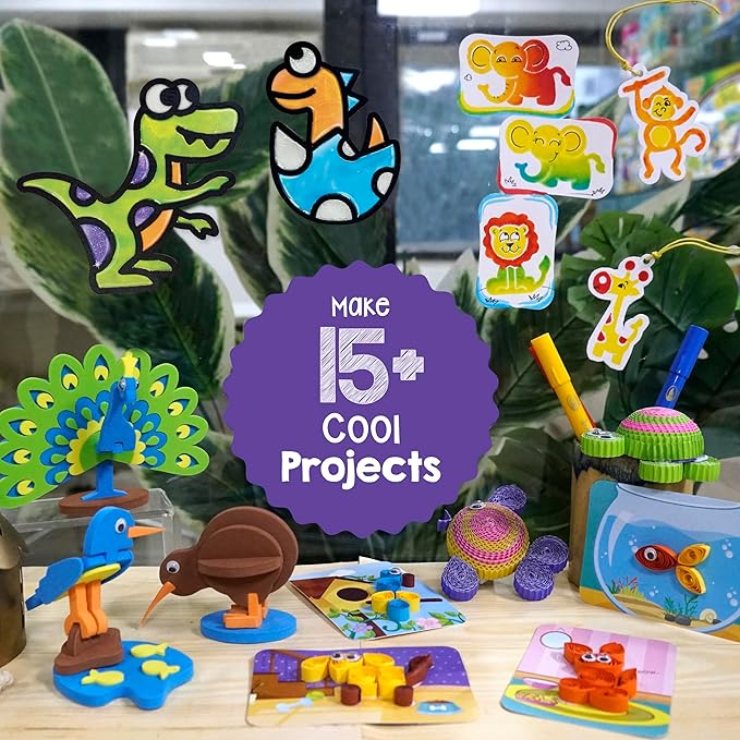 Imagimake 5 in 1 Awesome Craft Kit | Over 15 Projects - Creative DIY Arts & Crafts, Craft Kit for Kids | Gifts for 5 6 7 8 9 10 11 12 Years Old Girls & Boys | Kids Toys, Arts and Crafts for Kids