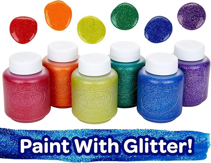 Crayola Washable Kids Paint, 10 Neon Paint Colors, 2 Oz Bottles, Gift