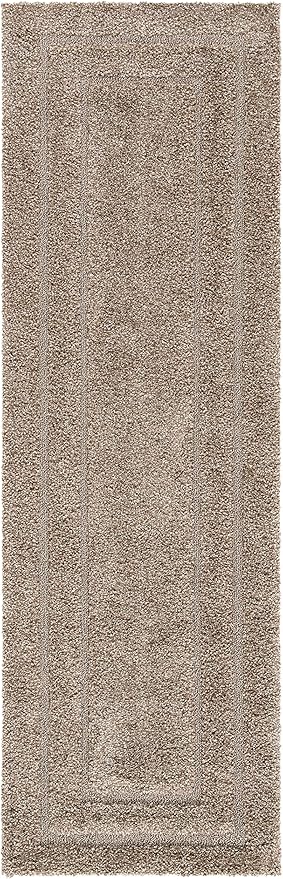 SAFAVIEH Florida Shag Collection Accent Rug - 2'3" x 4', Beige & Beige, Border Design, Non-Shedding & Easy Care, 1.2-inch Thick Ideal for High Traffic Areas in Foyer, Living Room, Bedroom (SG454-1313)