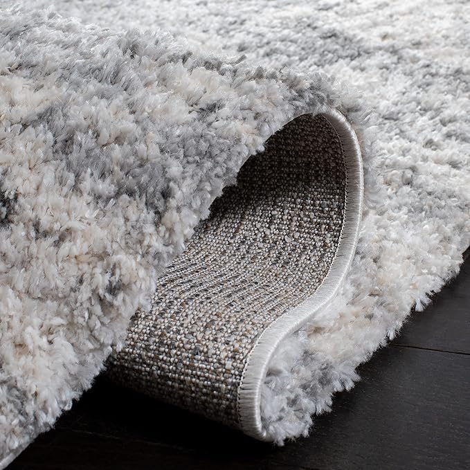 SAFAVIEH Berber Shag Collection Runner Rug - 2' x 16', Ivory & Beige, Modern Abstract Design, Non-Shedding & Easy Care, 1.2-inch Thick Ideal for High Traffic Areas in Living Room, Bedroom (BER272A)