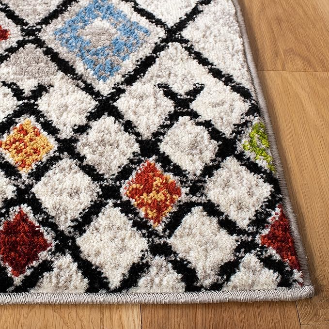 SAFAVIEH Amsterdam Collection Runner Rug - 2'3" x 8', Beige & Blue, Moroccan Boho Design, Non-Shedding & Easy Care, Ideal for High Traffic Areas in Living Room, Bedroom (AMS115B)