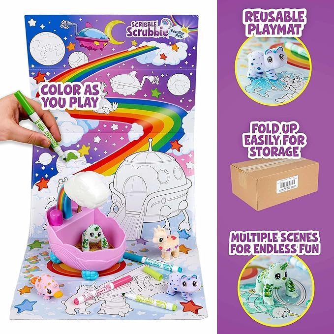 Crayola Scribble Scrubbie Peculiar Pets Rainbow Tub Set, Grooming Pet Toy for Girls & Boys, Toy Animal, Gifts for Kids, Ages 3+