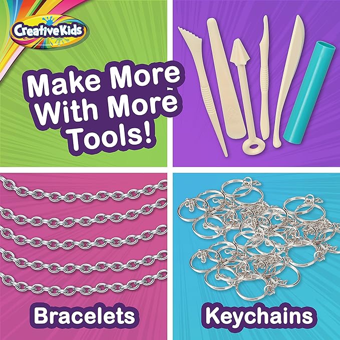 Creative Kids Clay Charms - Sculpt Over 30 Various Clay Charms - Make Charm Bracelets and Keychains with 13 Air Clay Colors - Great Kids Activity Birthday Gift for Boys and Girls Ages 6+