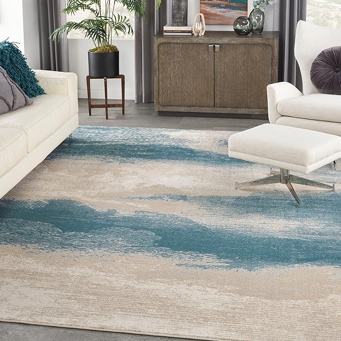 Nourison Maxell Nourison Flint 6'6" x 9'6" Area -Rug, Easy -Cleaning, Non Shedding, Bed Room, Living Room, Dining Room, Kitchen (7x10)