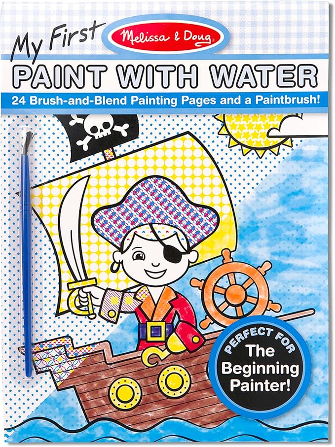 Melissa & Doug My First Paint With Water Kids' Art Pad With Paintbrush - Pirates, Space, Construction, and More