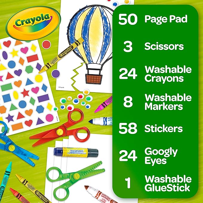 Crayola Toddler Scissor Skills Activity Kit (3ct), Safety Scissors and Craft Supplies, Toddler Crafts, Gift for Kids, Ages 3+