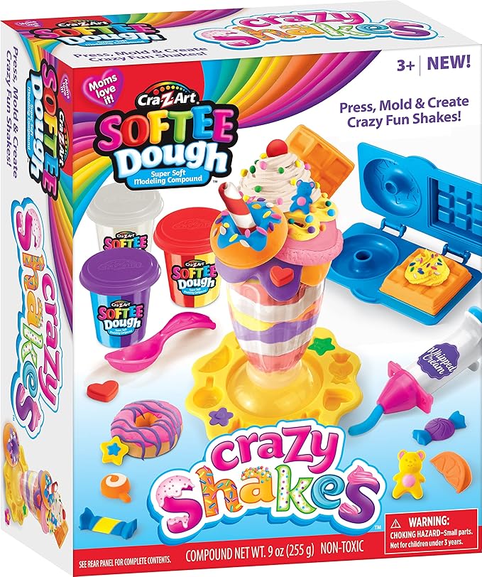 Cra-Z-Art Softee Dough Crazy Shakes Milkshake Playset, Modeling Dough Play Toy for Kids Ages 3 Years and Up