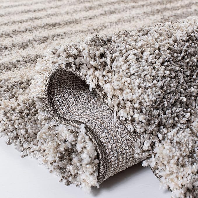 SAFAVIEH Hudson Shag Collection Area Rug - 9' x 12', Grey & Ivory, Modern Abstract Design, Non-Shedding & Easy Care, 2-inch Thick Ideal for High Traffic Areas in Living Room, Bedroom (SGH298F)