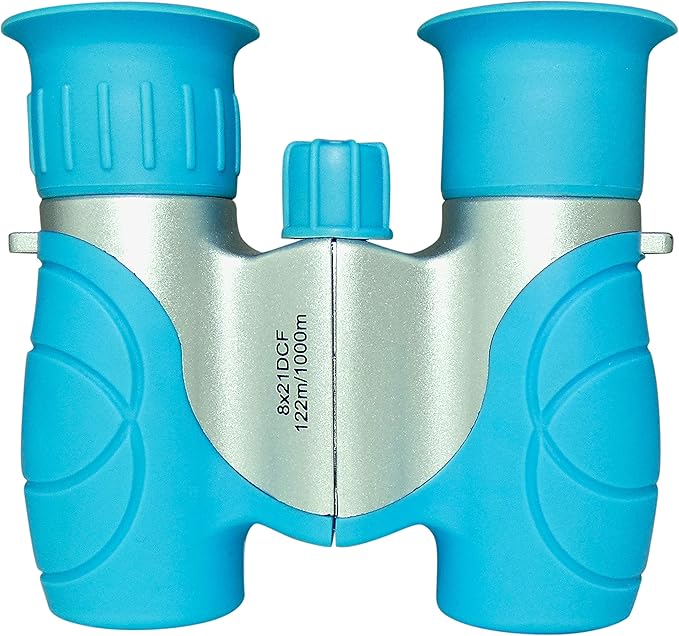 Multi-Piece Set Cargo Vest with Reflective Safety Straps, 1 8x21 Magnification Binoculars and Safari Hat for Boys and Girls (Small/Medium, Light Blue Vest, Hat and Binoculars)