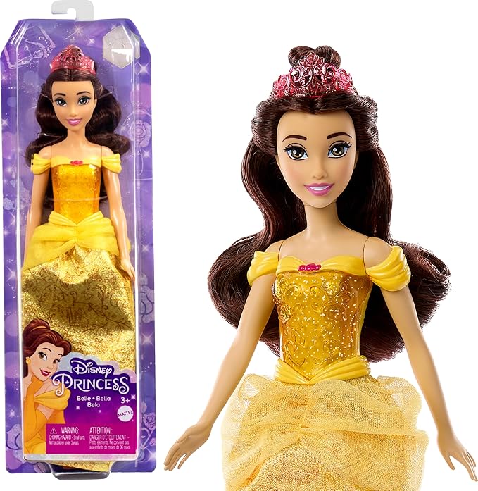 Mattel Disney Princess Toys, Belle Fashion Doll, Sparkling Look with Tiara Accessory, Inspired by the Beauty & the Beast Movie